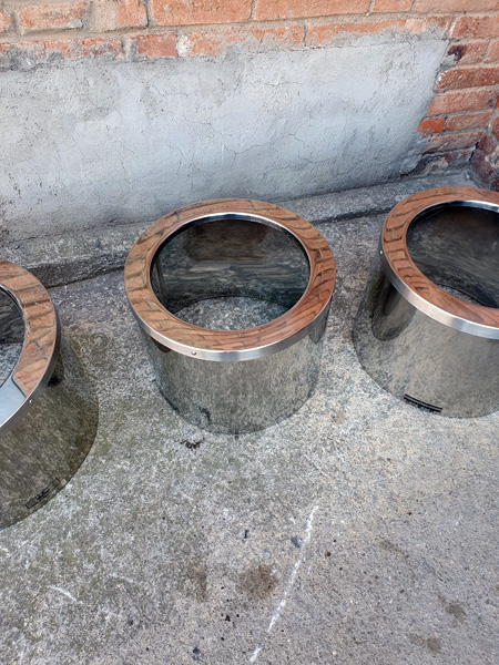 embellecedor maceta inox oficina hogar alt 33.5 o43 3u